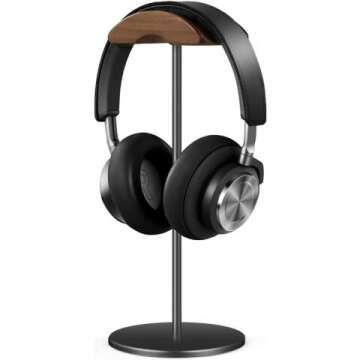 Walnut Wood & Aluminum Headphone Stand for All Sizes
