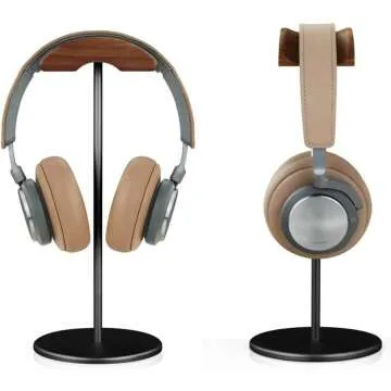 Walnut Wood & Aluminum Headphone Stand for All Sizes