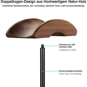 Walnut Wood & Aluminum Headphone Stand for All Sizes