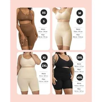 SHAPERMINT Shapewear for women - High-Waisted Shapewear Tummy Control Shorts, Faja body shaper, underwear for women Nude