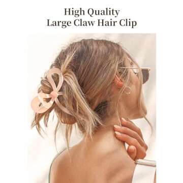 Yanibest Elegant Bow Hair Claw Clips Stylish Large Hair Clips for Thin and Thick Hair | Holiday Gift for Teen Girls | Chic Hair Styling Accessories for Women (Beige/Pink)