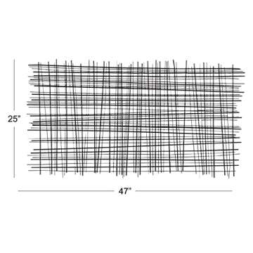 Deco 79 Metal Geometric Home Wall Decor Overlapping Lines Cross Hatch Wall Sculpture, Wall Art 47" x 1" x 25", Black