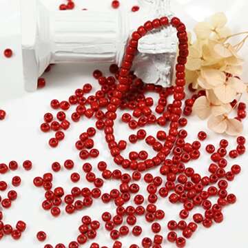 Bala&Fillic Opaque Red Color 4mm Glass Seed Beads About 1400pcs in Box 6/0 Glass Craft Seed Beads fo...