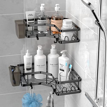AKTECKE Corner Shower Caddy - No Drilling Stainless Steel Shelves