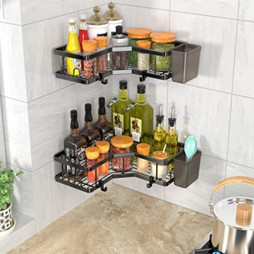 AKTECKE Corner Shower Caddy - No Drilling Stainless Steel Shelves