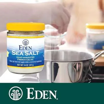 Eden Sea Salt, Hand Harvested French Celtic, Stone Ground (Fine), Trace Minerals, Unrefined, Glass Jar, 14 oz