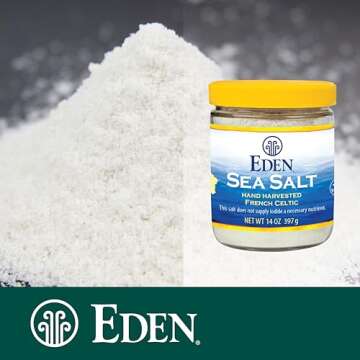 Eden Sea Salt, Hand Harvested French Celtic, Stone Ground (Fine), Trace Minerals, Unrefined, Glass Jar, 14 oz
