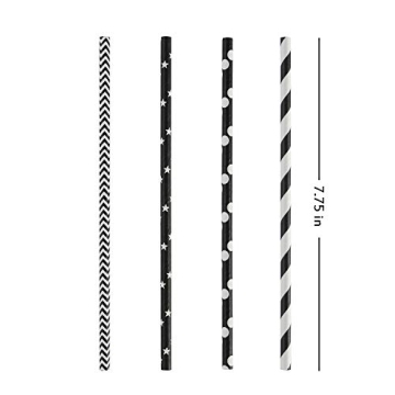 ALINK Biodegradable Black Paper Straws for Parties and Events