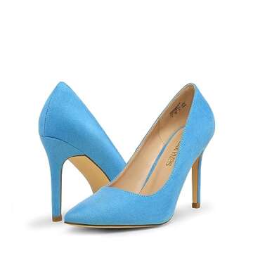 DREAM PAIRS Women's Closed Toe High Heels Dress Pointed Toe Wedding Pump Shoes,Size 8.5,Blue/Suede,Christian-New