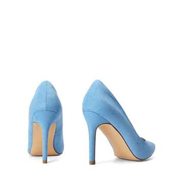 DREAM PAIRS Women's Closed Toe High Heels Dress Pointed Toe Wedding Pump Shoes,Size 8.5,Blue/Suede,Christian-New