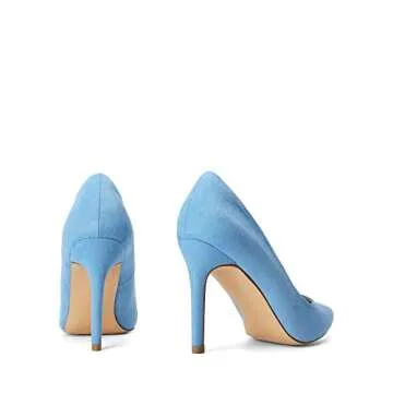 DREAM PAIRS Women's Closed Toe High Heels Dress Pointed Toe Wedding Pump Shoes,Size 8.5,Blue/Suede,Christian-New