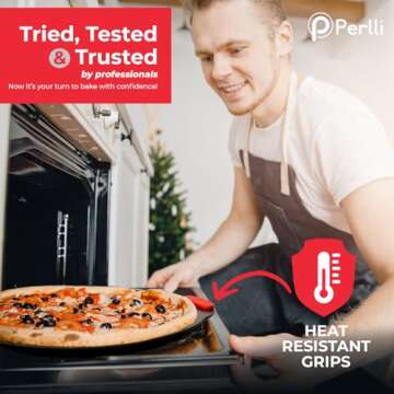 PERLLI Non-Stick 10-Piece Baking Pan Set, BPA-Free Carbon Steel Bakeware Set with Silicone Handles, Stackable Kitchen Oven Set, Cookie Sheet, Baking Tray, Baking Sheet Set, Oven Safe (446°F)