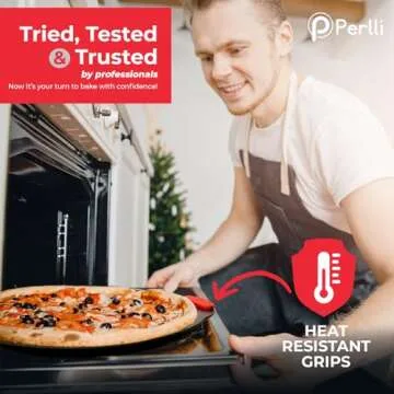 PERLLI Non-Stick 10-Piece Baking Pan Set, BPA-Free Carbon Steel Bakeware Set with Silicone Handles, Stackable Kitchen Oven Set, Cookie Sheet, Baking Tray, Baking Sheet Set, Oven Safe (446°F)