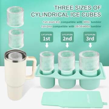 minstely Silicone Ice Cube Tray with Lid for 30-40 oz Tumbler Cups, Easy Release Ice Cube Mold for F...