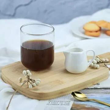 CHOOLD 2 pcs Mini Ceramic Creamer with Handle, Coffee Milk Creamer Pitcher - White - 1.5 oz + 3 oz