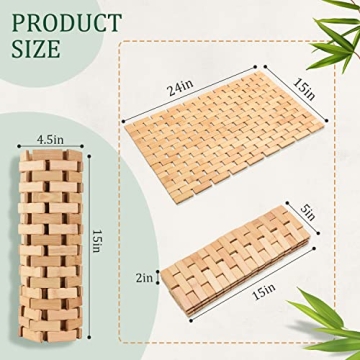 Downluxe Bamboo Bath Mat Non Slip Waterproof Shower Mat