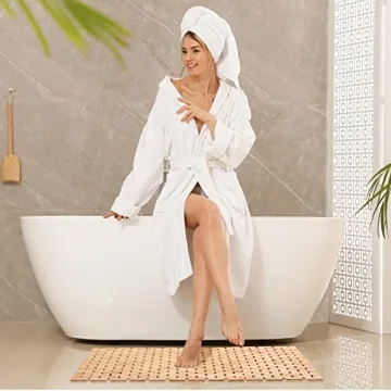 Downluxe Bamboo Bath Mat Non Slip Waterproof Shower Mat