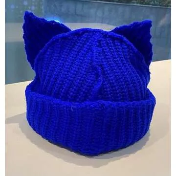 Cat Ear Knitted Hat - Stylish Warm Beanie Cap for Women
