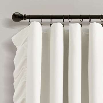 Lush Decor Reyna Ruffle 100% Lined Blackout Window Curtain Panel, Single Panel, 54" W x 84" L, White - Flowy Blackout Curtain - Farmhouse Ruffle Curtains for Bedroom, Living room, or Dining Room