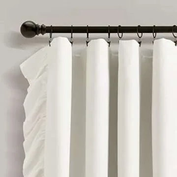Lush Decor Reyna Ruffle 100% Lined Blackout Window Curtain Panel, Single Panel, 54" W x 84" L, White - Flowy Blackout Curtain - Farmhouse Ruffle Curtains for Bedroom, Living room, or Dining Room