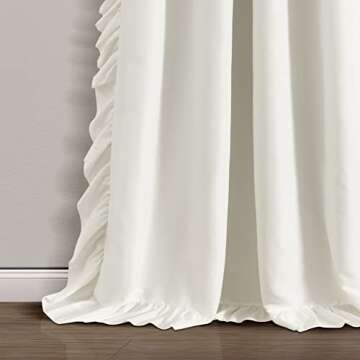 Lush Decor Reyna Ruffle 100% Lined Blackout Window Curtain Panel, Single Panel, 54" W x 84" L, White - Flowy Blackout Curtain - Farmhouse Ruffle Curtains for Bedroom, Living room, or Dining Room