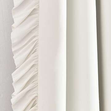 Lush Decor Reyna Ruffle 100% Lined Blackout Window Curtain Panel, Single Panel, 54" W x 84" L, White - Flowy Blackout Curtain - Farmhouse Ruffle Curtains for Bedroom, Living room, or Dining Room