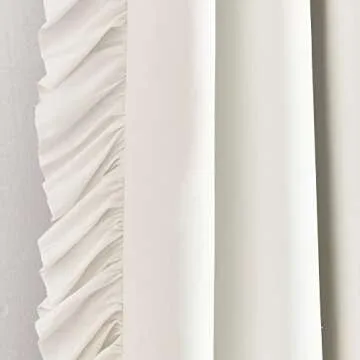 Lush Decor Reyna Ruffle 100% Lined Blackout Window Curtain Panel, Single Panel, 54" W x 84" L, White - Flowy Blackout Curtain - Farmhouse Ruffle Curtains for Bedroom, Living room, or Dining Room