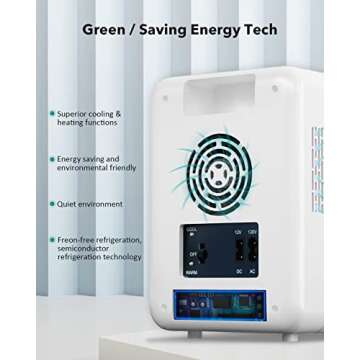 Aidek Mirror Mini Fridge 4-Liter with AC/DC Chargers,3-Mode Led Adjustable Personal Refrigerator,Perfect for Skin Care and Baby Feeding Items,Portable Fridge Perfect for Bedroom or Outdoor（White