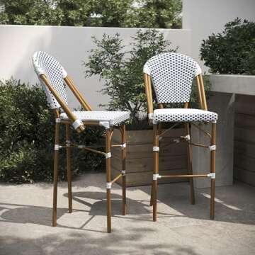 Flash Furniture Lourdes Commercial Grade Bistro Bar Height Stool, Stackable Indoor/Outdoor Dining St...