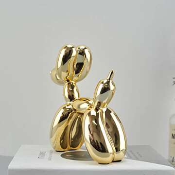 Shiny Balloon Dog Metallic Resin Statue for Home Art