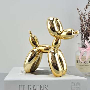 Shiny Balloon Dog Metallic Resin Statue for Home Art
