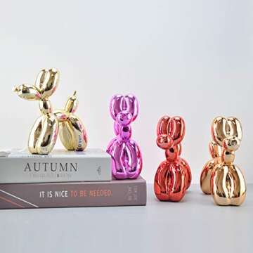 Shiny Balloon Dog Metallic Resin Statue for Home Art