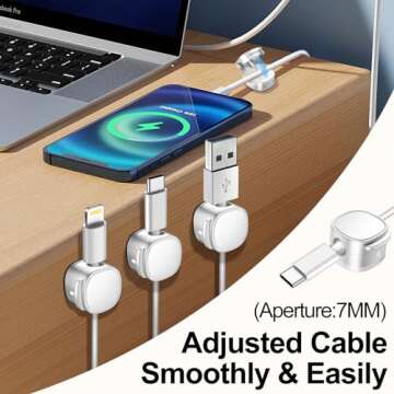 MOZOTER 8 Pack,Magnetic Cable Clips & Silicon Cable Ties,Cord Holder[Cable Smooth Adjustable Desk Or...