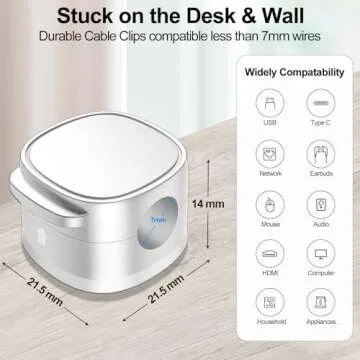 MOZOTER 8 Pack,Magnetic Cable Clips & Silicon Cable Ties,Cord Holder[Cable Smooth Adjustable Desk Organizer],Under Desk Cable Management,Adhesive Home Office Wire Holder Keeper Wire Sets-White
