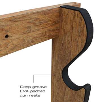 Rush Creek Creations Rifle and Shotgun Indoor Gun Rack for Wall - Stores Rifles, Shotguns, and AR-15 Style Firearms - Great Indoor 5 Gun Wall Mount Storage Display Rack - American Cherry Finish