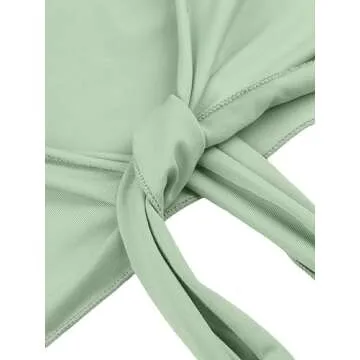 LYANER Women's 2 Piece Outfits Tie Knot Front Bell Long Sleeve Crop Tops and Mini Skirt Set Light Green Large