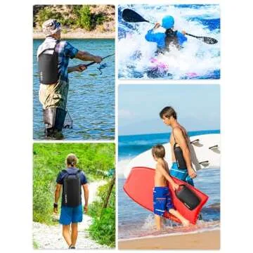 HEETA Waterproof Dry Bag for Women Men (Upgraded Version), Roll Top Lightweight Dry Storage Bag Backpack with Emergency Whistle for Travel, Swimming, Boating, Kayaking, Camping, Beach (Black, 20L)