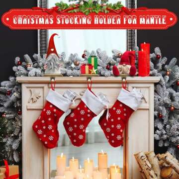 Zhengmy Christmas Stocking Holders for Mantle Weighted Stocking Holder Fireplace Hangers for Xmas Ho...