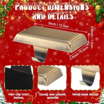Zhengmy Christmas Stocking Holders for Mantle Weighted Stocking Holder Fireplace Hangers for Xmas Holiday Party Decoration(4 Pcs,Bronze)