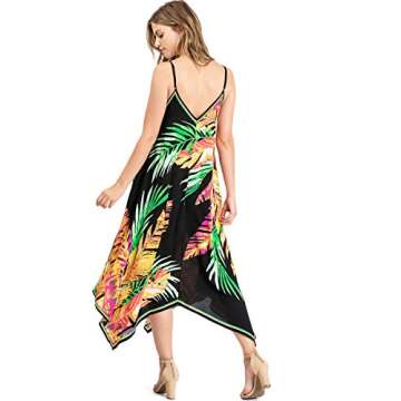 Flying Tomato Juniors Asymmetrical Dress in Palm Black