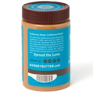 Barney Butter Almond Butter, Smooth, 16 Ounce Jar, Skin-Free Almonds, No Stir, Non-GMO, Gluten Free, Keto, Paleo, Vegan