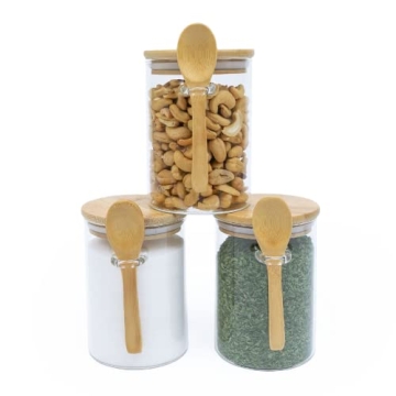 17-Oz Glass Jars with Bamboo Lids Airtight Storage Containers