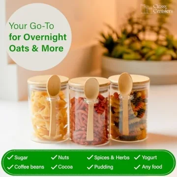 17-Oz Glass Jars with Bamboo Lids Airtight Storage Containers