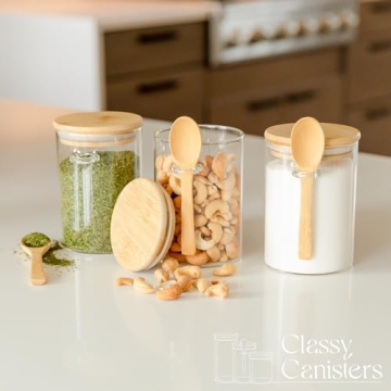 17-Oz Glass Jars with Bamboo Lids Airtight Storage Containers
