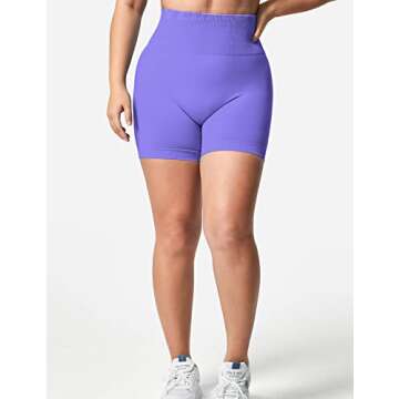 YEOREO Women Seamless Scrunch Workout Shorts High Waisted Booty Lifting Gym Yoga Shorts Violet S