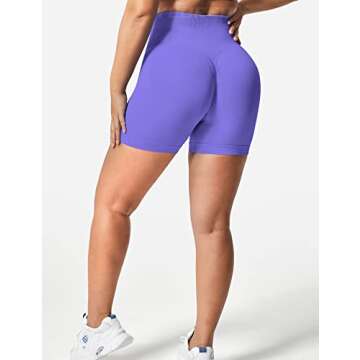 YEOREO Women Seamless Scrunch Workout Shorts High Waisted Booty Lifting Gym Yoga Shorts Violet S