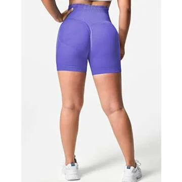 YEOREO Women Seamless Scrunch Workout Shorts High Waisted Booty Lifting Gym Yoga Shorts Violet S