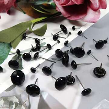 TOAOB 100pcs Black Glass Eyes Kits 3mm to 12mm Assorted Sizes for Crafts Needle Felting Bears Dolls Decoys Sewing