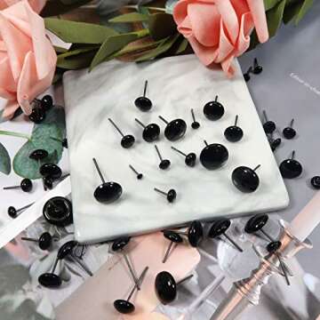TOAOB 100pcs Black Glass Eyes Kits 3mm to 12mm Assorted Sizes for Crafts Needle Felting Bears Dolls Decoys Sewing