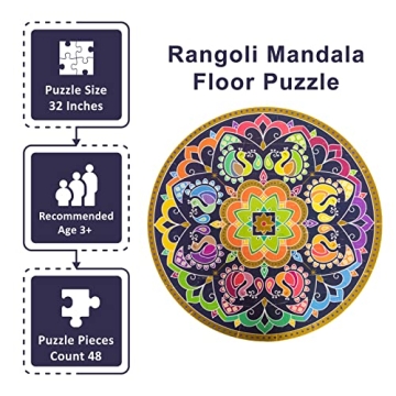Kulture Khazana Rangoli Mandala Puzzle - 48 Piece Art Puzzle